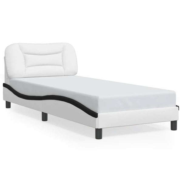 Bettgestell 90x190 cm mit LED Weiß/Schwarz