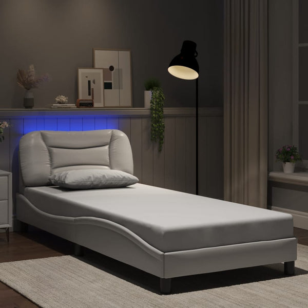 Bettgestell mit LED Weiß 90x200 cm