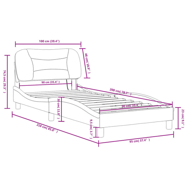 Bettgestell mit LED Braun 90x200 cm