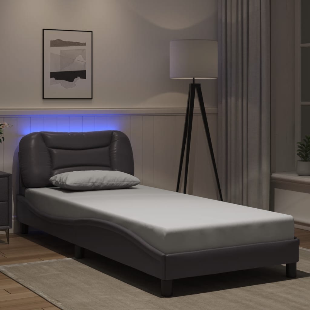 Bettgestell Grau 90x200 cm mit LED