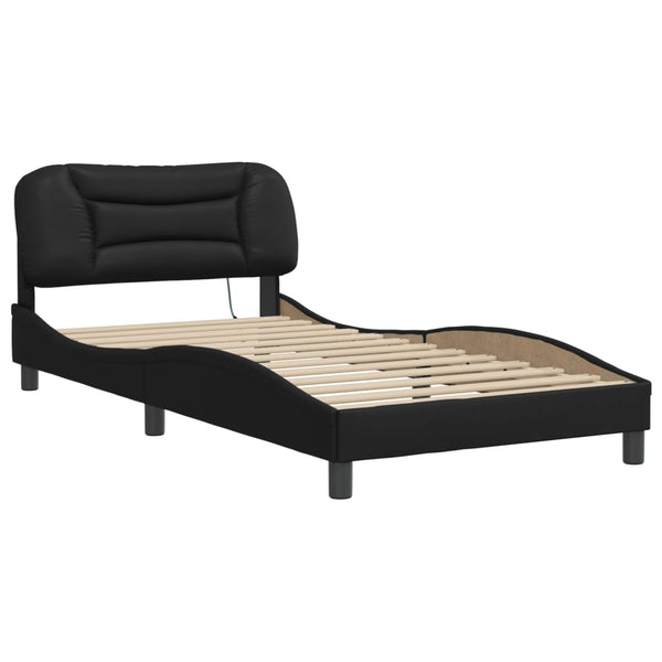 Bettgestell mit LED Schwarz 100x200 cm