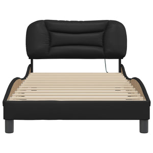Bettgestell mit LED Schwarz 100x200 cm