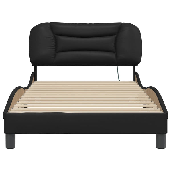 Bettgestell mit LED Schwarz 100x200 cm