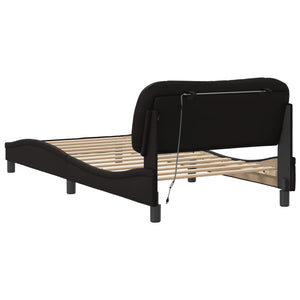 Bettgestell mit LED Schwarz 100x200 cm