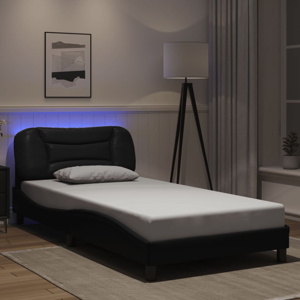Bettgestell mit LED Schwarz 100x200 cm