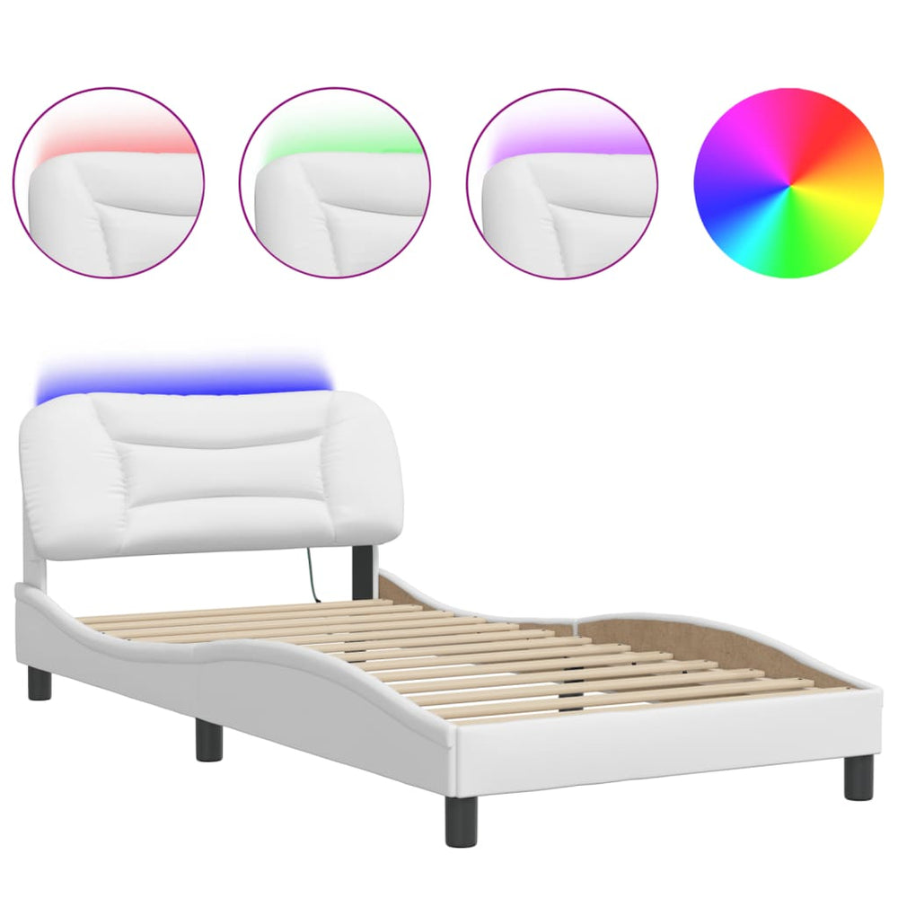 Bettgestell mit LED 100x200 cm Weiß