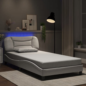 Bettgestell mit LED 100x200 cm Weiß