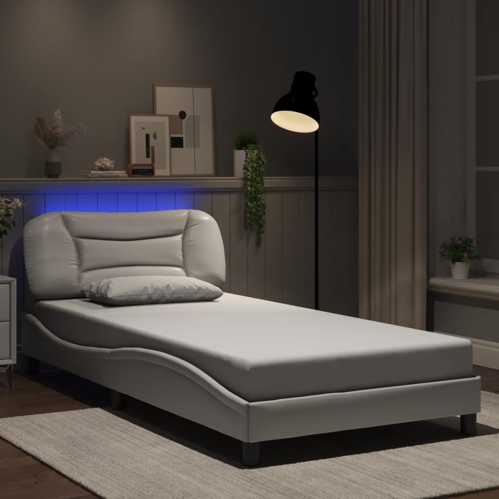 Bettgestell mit LED 100x200 cm Weiß