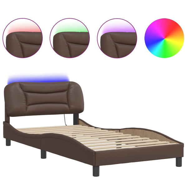 Bettgestell Braun 100x200 cm mit LED