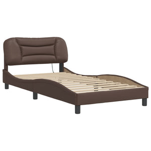 Bettgestell Braun 100x200 cm mit LED