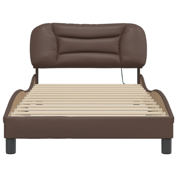 Bettgestell Braun 100x200 cm mit LED