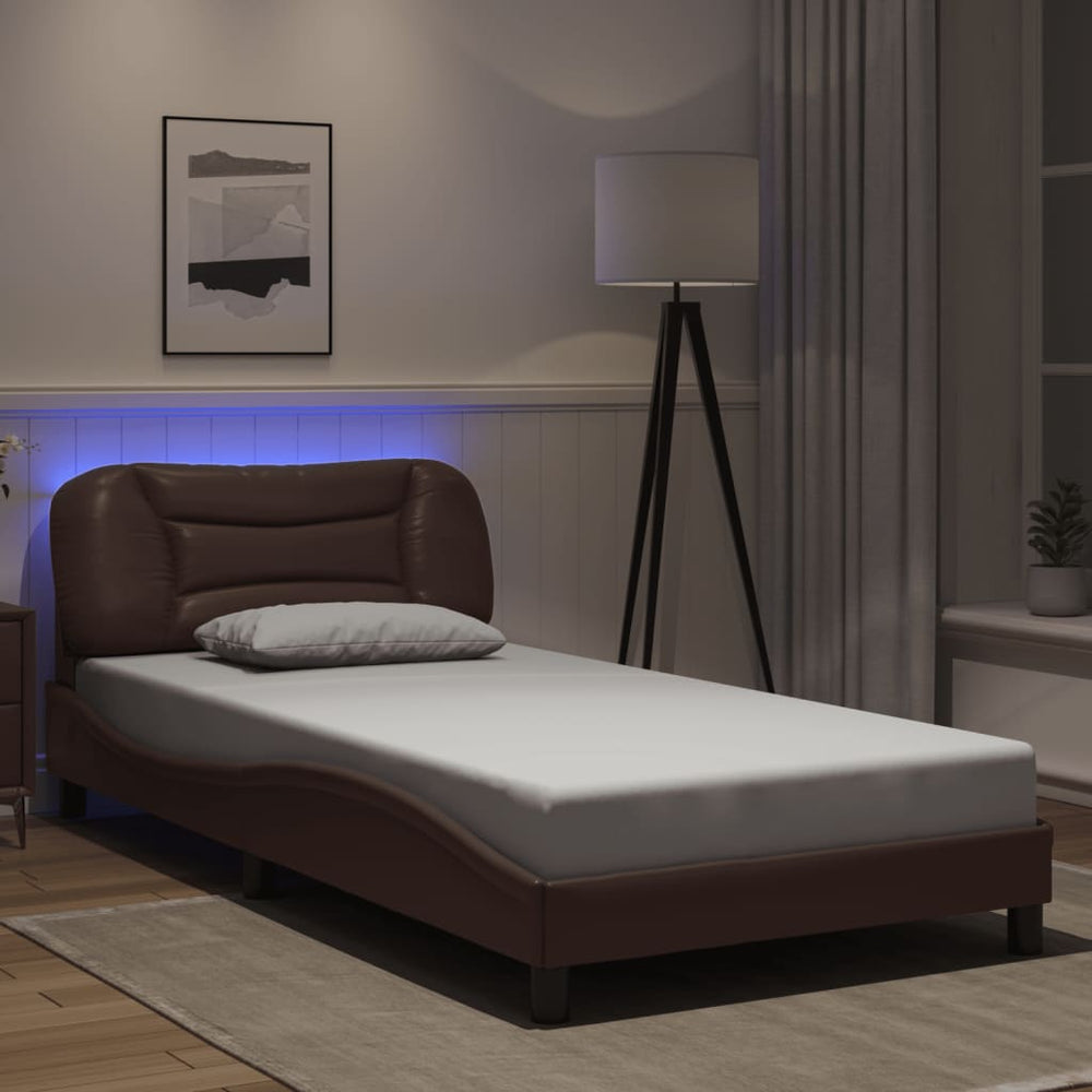 Bettgestell Braun 100x200 cm mit LED