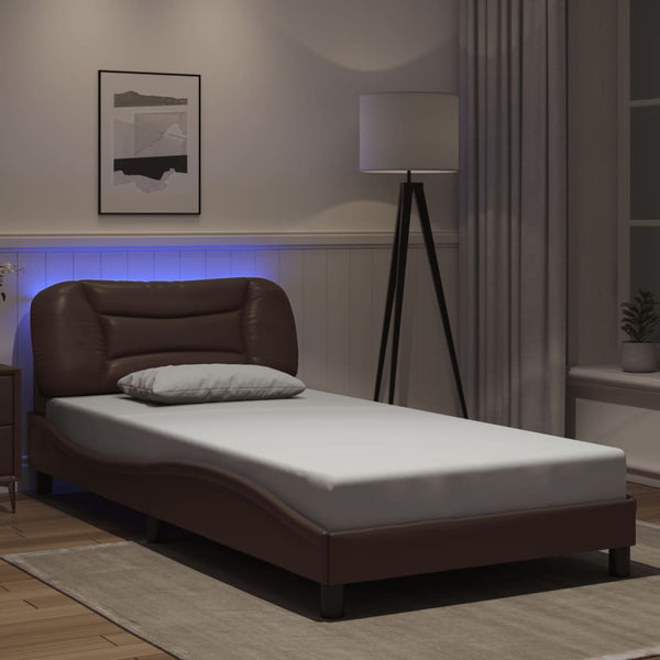 Bettgestell Braun 100x200 cm mit LED