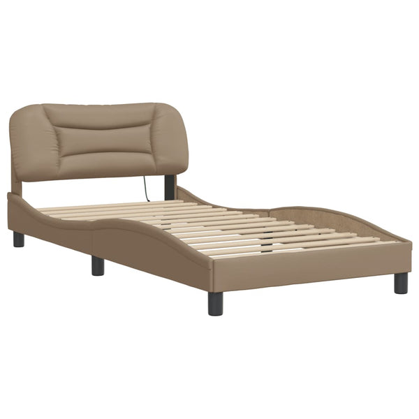 Bettgestell 100x200 cm mit LED Cappuccino-Braun