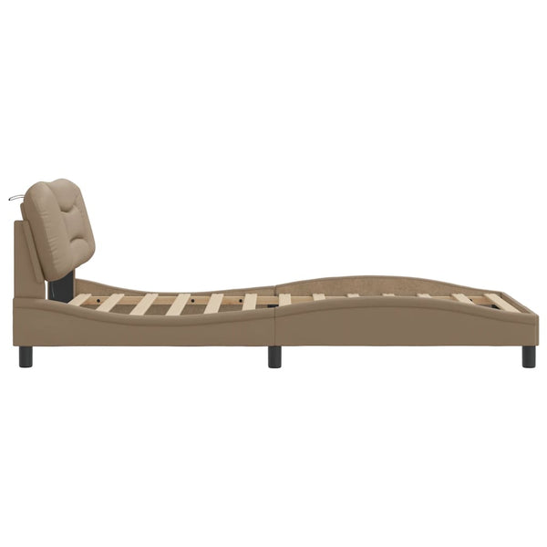 Bettgestell 100x200 cm mit LED Cappuccino-Braun
