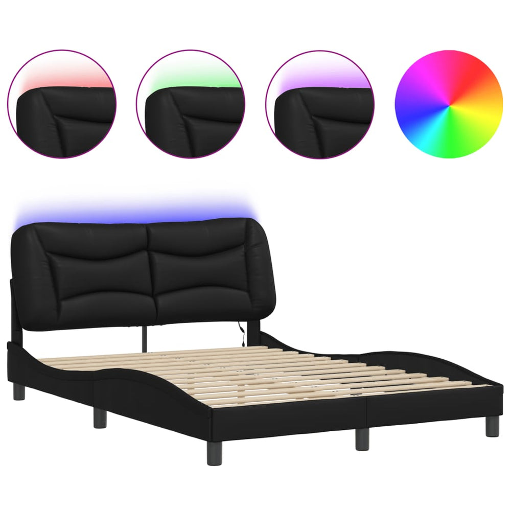 Bettgestell mit LED Schwarz 120x200 cm
