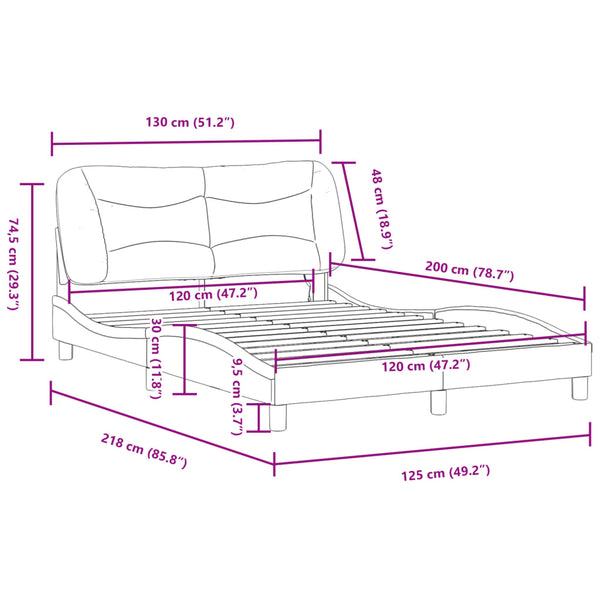 Bettgestell mit LED Schwarz 120x200 cm