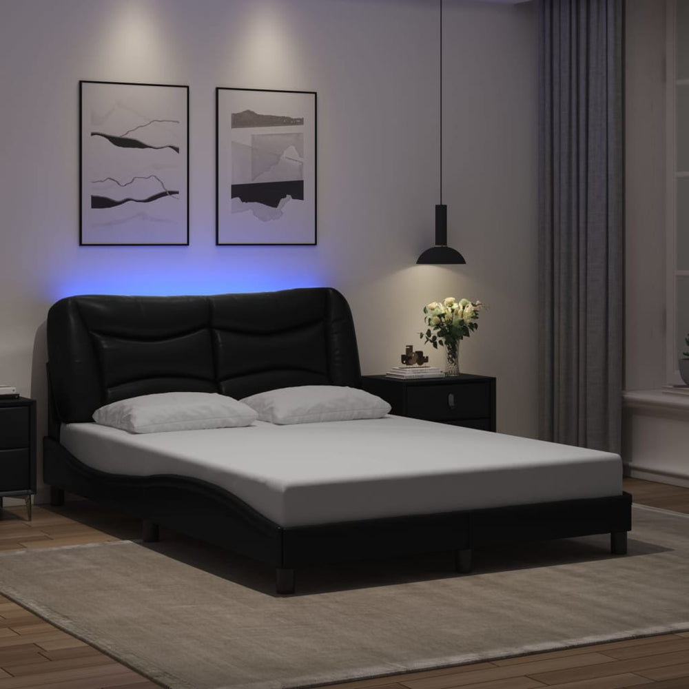 Bettgestell mit LED Schwarz 120x200 cm