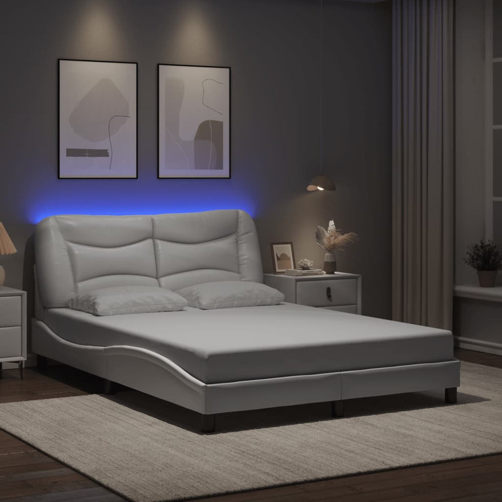Bettgestell mit LED Weiß 120x200 cm