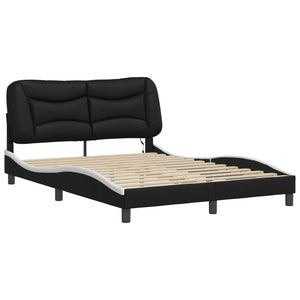 Bettgestell mit LED 120x200 cm Schwarz/Weiß