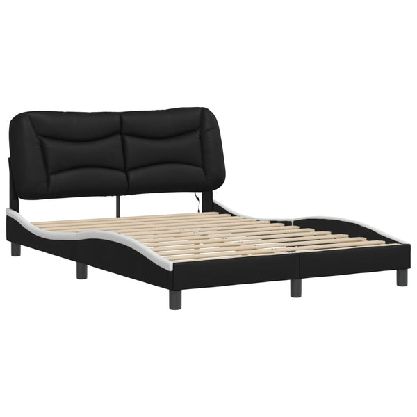 Bettgestell mit LED 120x200 cm Schwarz/Weiß