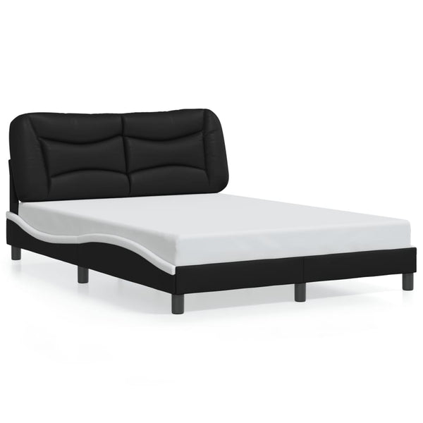Bettgestell mit LED 120x200 cm Schwarz/Weiß