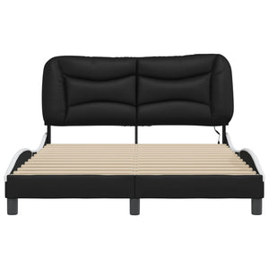 Bettgestell mit LED 120x200 cm Schwarz/Weiß