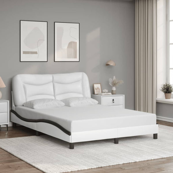 Bettgestell 120x200 cm mit LED Weiß/Schwarz