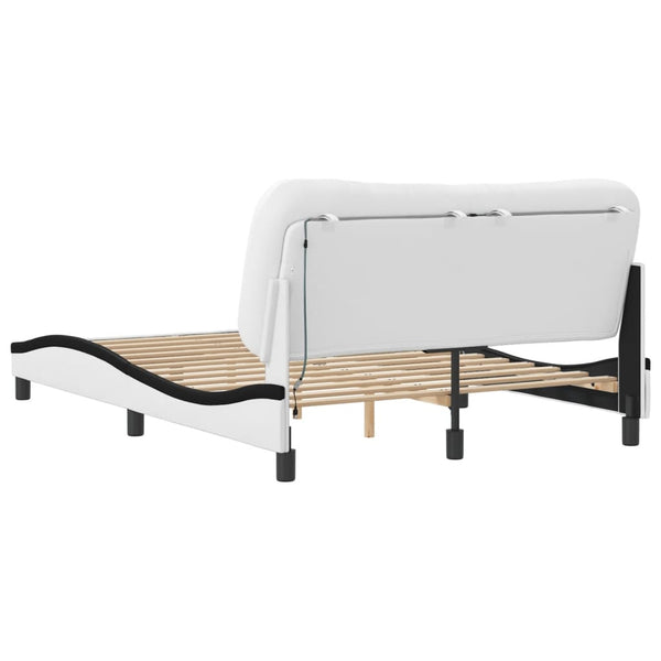 Bettgestell 120x200 cm mit LED Weiß/Schwarz