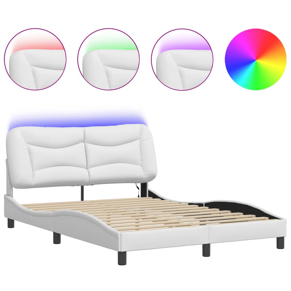 Bettgestell mit LED Weiß 140x190 cm