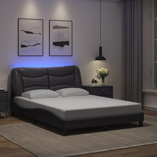 Bettgestell mit LED Grau 140x190 cm