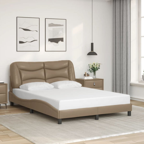 Bettgestell mit LED Cappuccino-Braun 140x190 cm
