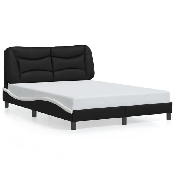 Bettgestell mit LED 140x190 cm Schwarz/Weiß