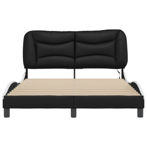 Bettgestell mit LED 140x190 cm Schwarz/Weiß