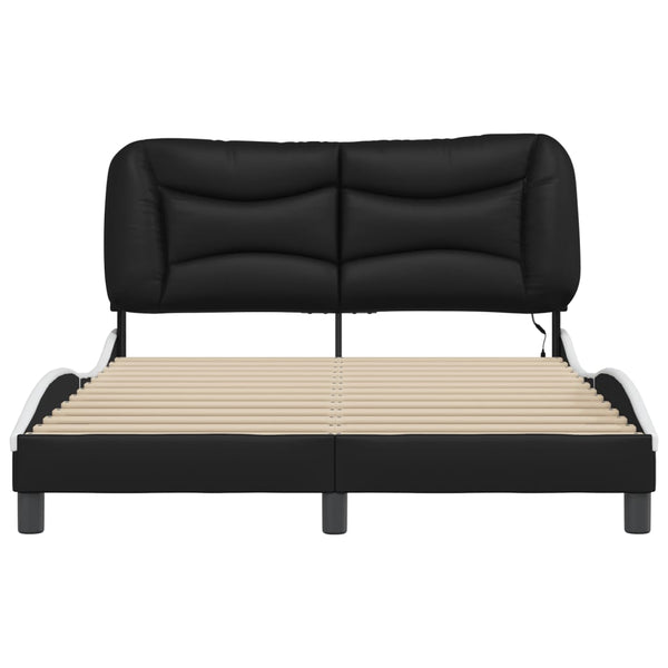 Bettgestell mit LED 140x190 cm Schwarz/Weiß