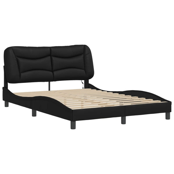 Bettgestell mit LED Schwarz 140x200 cm
