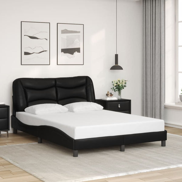 Bettgestell mit LED Schwarz 140x200 cm