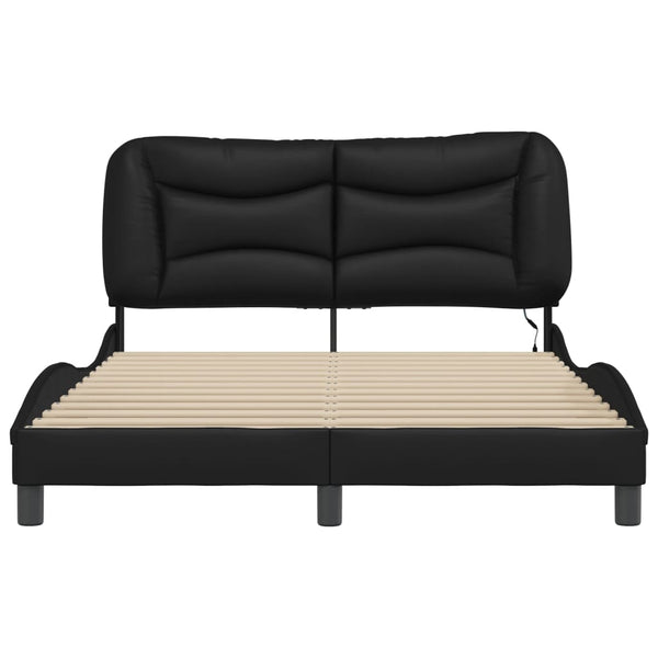 Bettgestell mit LED Schwarz 140x200 cm