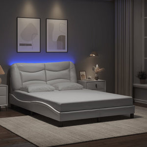 Bettgestell mit LED 140x200 cm Weiß