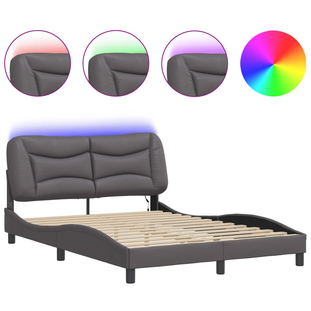Bettgestell Grau 140x200 cm mit LED