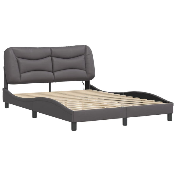 Bettgestell Grau 140x200 cm mit LED