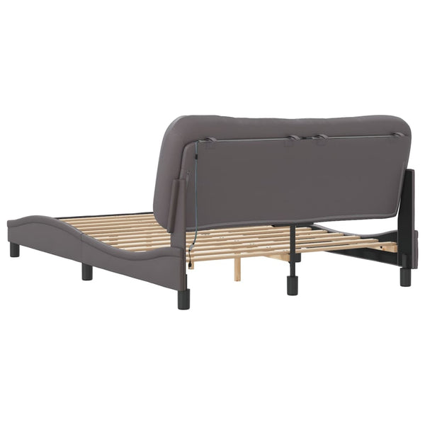 Bettgestell Grau 140x200 cm mit LED