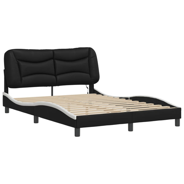 Bettgestell mit LED 140x200 cm Schwarz/Weiß