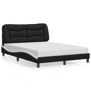 Bettgestell mit LED 140x200 cm Schwarz/Weiß