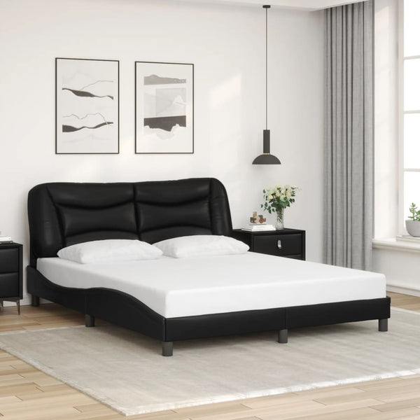 Bettgestell mit LED Schwarz 160x200 cm