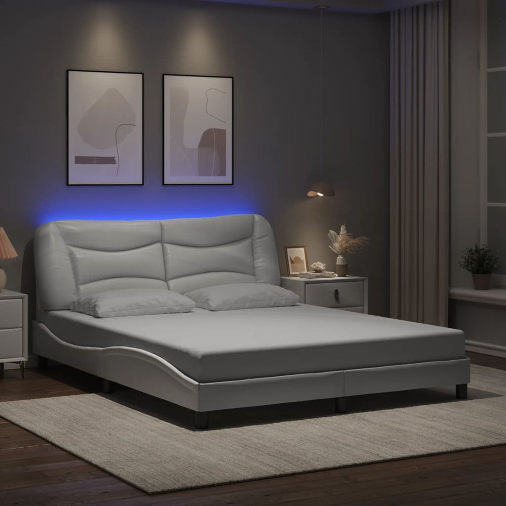 Bettgestell mit LED 160x200 cm Weiß