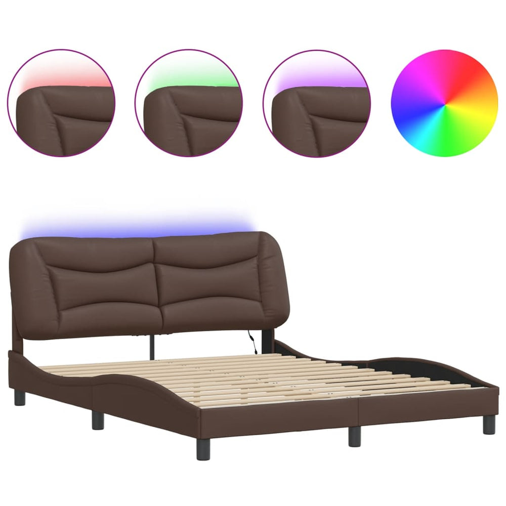 Bettgestell mit LED Braun 160x200 cm