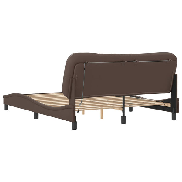 Bettgestell mit LED Braun 160x200 cm