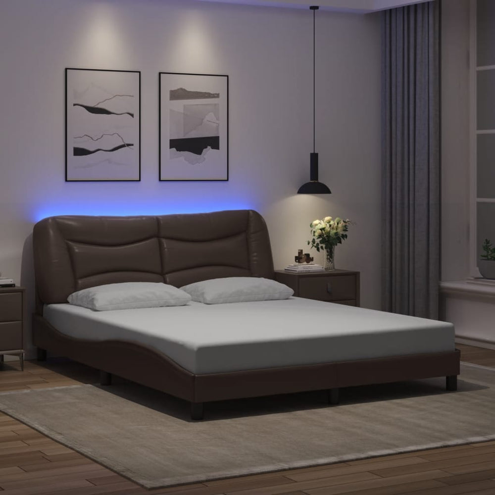 Bettgestell mit LED Braun 160x200 cm