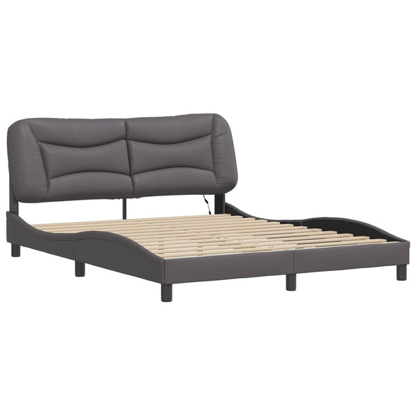 Bettgestell mit LED Grau 160x200 cm